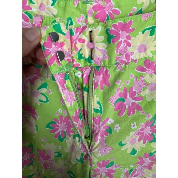 LILLY PULITZER Cropped Pants Size 4 Floral Animal Print Stretch Pockets Stretch - Picture 9 of 10